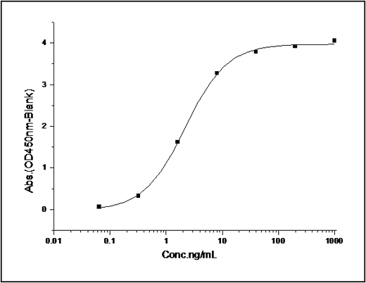 Measured by its binding ability in a functional ELISA. Immobilized recombinant mouse EphA6 at 2 μg/ml (100 μl/well) can bind recombinant human EphrinA3 at a linear range of 0.31-10 ng/ml.
