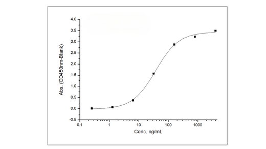 Immobilized Recombinant Human CD33 / Siglec-3 Protein (Fc Tag) (Cat: PKSH030870) at 2 μg/ml (100 μl/well) can bind Anti-CD33 Antibody (Lintuzumab), Human IgG1, the EC<sub>50</sub> is 40-130 ng/mL.