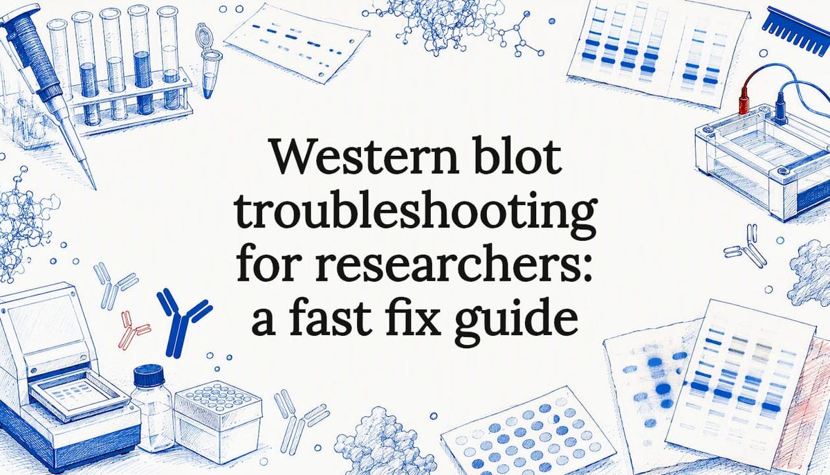 Decorative Western blot troubleshooting title card illustration