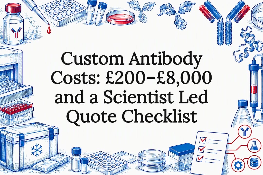 Hand drawn antibody cost checklist title card