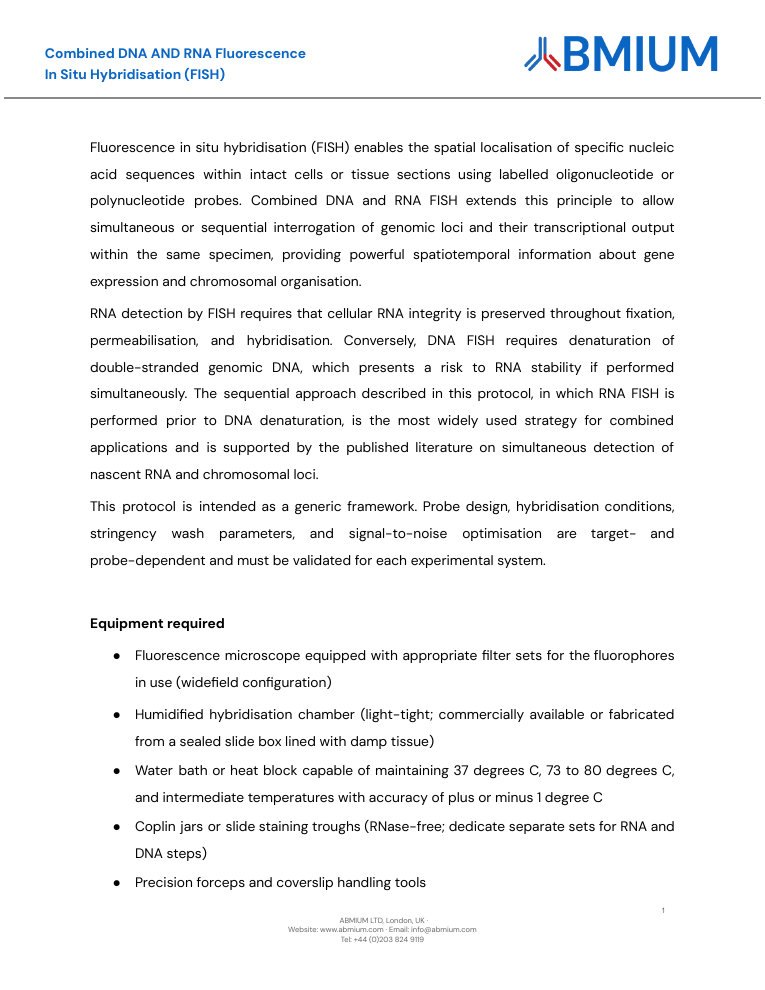 DNA and RNA FISH protocol cover