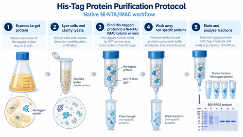 His-tag protein purification Ni-NTA IMAC workflow