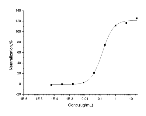 Measured by its ability to inhibit TNFα-mediated cytotoxicity in the L929 mouse fibrosarcoma cells in the presence of metabolic inhibitor actinomycin D. The ED<sub>50</sub> for this effect is typically 0.05-0.4 μg/mL in the presence of 0.25 ng/mL recombinant human TNFα.