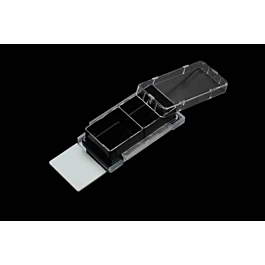 Nest Cell Culture Chamber Slides, 2 well w/glass slide, Black, 4.55 cm2, 1.2-2.5ml, 6/pk, 12/cs — NEST Cat. No. 230112