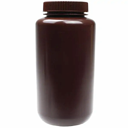 1000ml Wide Mouth Round Storage Bottle, Amber Color, HDPE, Sterile, 5/pk, 50/cs — NEST Cat. No. 334301
