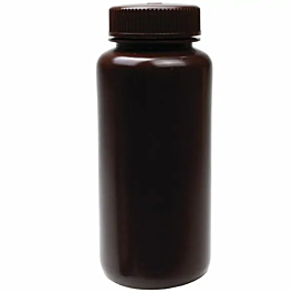 500ml Wide Mouth Round Storage Bottle, Amber Color, HDPE, Sterile, 5/pk, 50/cs — NEST Cat. No. 341301