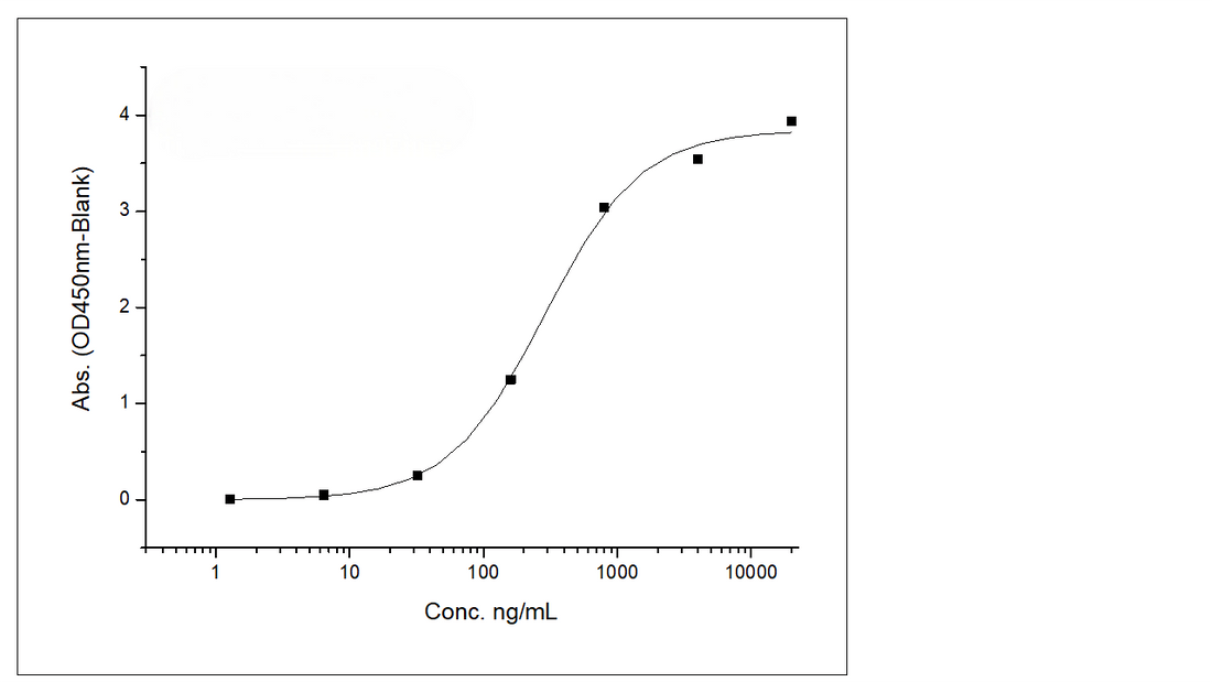 Immobilized Monoclonal Anti-Human CD19 Antibody (IgG1) at 2 μg/mL (100 μL/well) can bind Recombinant Human CD19 / Leu-12 Protein (ECD,His Tag) (Cat: PKSH030468), the EC<sub>50</sub> is 120-410 ng/mL. (QC tested)