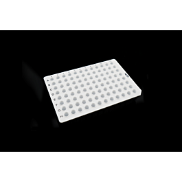0.1ml 96 Well PCR Plate, No Skirt, White, H12 notch, 25/pk, 100/cs — NEST Cat. No. 402111