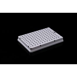 0.1 mL 96 Well PCR Plate, Full Skirt, White, H1 Notch, 5/bag, 25/pk, 100/cs — NEST Cat. No. 402511