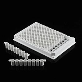 96 Well ELISA Plate, 8-Well, Detachable, High Binding, White Frame & White Well, 5/pk, 50/cs — NEST Cat. No. 504271