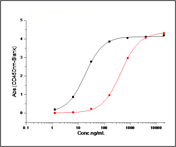 Immobilized mouse DLL4-his (Cat: PKSM040570) at 10 μg/mL (100 μl/well) can bind biotinylated mouse NOTCH1-his, The EC<sub>50</sub>of biotinylated mouse NOTCH1-his is 30 ng/mL.
