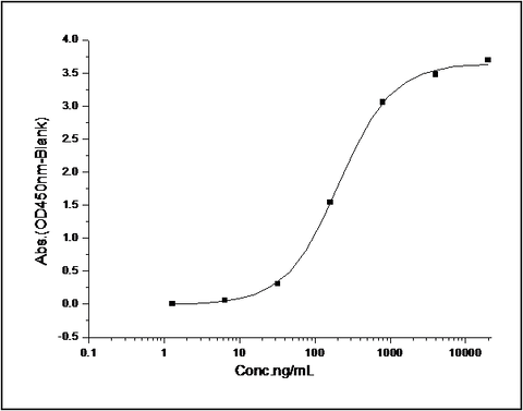 Measured by its binding ability in a functional ELISA. Immobilized mouse CD86 at 20 μg/ml (100 μl/well) can bind mouse CD28 with a linear range of 6.4-800 ng/ml.