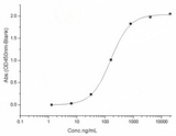 Measured by its binding ability in a functional ELISA. Immobilized human ACE2 protein (Fc tag)(Cat: PKSH031870) at 2 μg/mL (100 μL/well) can bind SARS-CoV-2 (2019-nCoV) Spike RBD-His Recombinant Protein, Biotinylated (PKSR030520), the EC<sub>50</sub> of SARS-CoV-2 (2019-nCoV) Spike RBD-His Recombinant Protein, Biotinylated (PKSR030520) is 20-60 ng/mL.