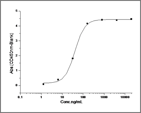 Measured by its binding ability in a functional ELISA. Immobilized mouse DNAM1 at 2 μg/ml (100 μl/well) can bind mouse CD155 with a linear range of 6.4-160 ng/ml.