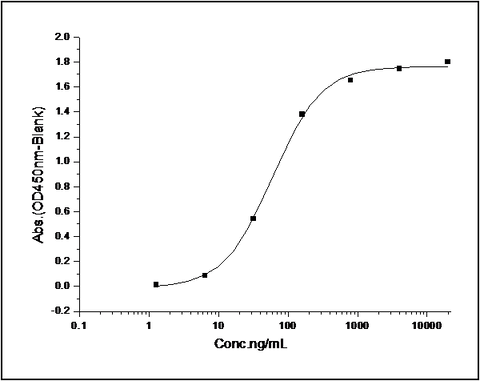 Measured by its binding ability in a functional ELISA. Immobilized human uPA at 5 μg/ml (100 μl/well) can bind mouse PLAUR with a linear range of 1.6-40 ng/ml.