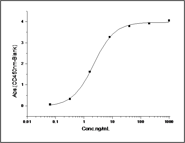 Measured by its binding ability in a functional ELISA. Immobilized recombinant mouse EphA6 at 2 μg/ml (100 μl/well) can bind recombinant human EphrinA3 at a linear range of 0.31-10 ng/ml.