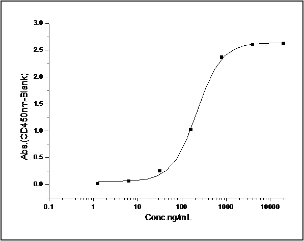 Measured by its binding ability in a functional ELISA. Immobilized human CD55 at 2 μg/ml (100 μl/well) can bind human CD97 with a linear range of 1.28-32 ng/ml.