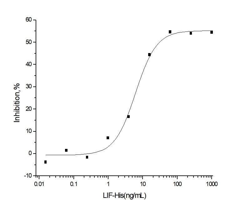Measured by its ability to inhibit the proliferation of M1 mouse myeloid leukemia cells. The ED<sub>50</sub> for this effect is typically 2-15ng/mL.