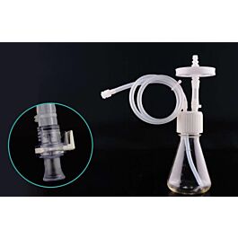3L Wide-mouth High Efficiency Erlenmeyer Flask with Baffles,  with Bi-directional Transfer Cap with TPE Tube (50cm 1/8" ID 1/4" OD), Vent Filter (0.22 μm Φ24mm), Sterile, 1/pk, 4/cs — NEST Cat. No. C20322-AZB050A