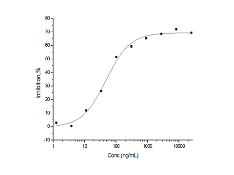 Measured by its ability to inhibit recombinant human BMP4 induced activity in MC3T3-E1 Mouse osteoblastic cells. The ED<sub>50</sub> for this effect is typically 8-80 ng/mL in the presence of 25 ng/ml of recombinant human BMP4.