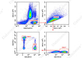 Human peripheral blood lymphocytes are stained with Anti-Human CD3-FITC/CD8a-PE/CD45-PerCP/CD4-APC Cocktail.