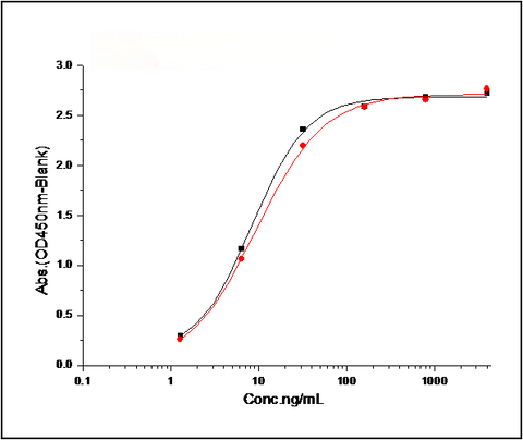 Measured by its binding ability in a functional ELISA. 1. Immobilized mouse EphA2 at 2 μg/ml (100 μl/well) can bind mouse EphrinA1 with a linear range of 0.16-20 ng/ml. 2. Immobilized mouse EphA2 at 2 μg/ml (100 μl/well) can bind human EphrinA1 with a linear range of 0.8-20 ng/ml.