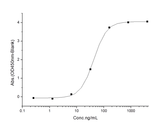 Measured by its binding ability in a functional ELISA. Immobilized human uPA at 5 μg/ml (100 μl/well) can bind mouse PLAUR with a linear range of 1.6-40 ng/ml.