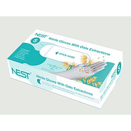 Nitrile gloves with oats extractions, powder free, a patented coating recognized by the FDA as a skin protectant, S, 100/pk, 1000/cs — NEST Cat. No. 903011