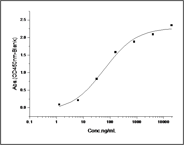 Measured by its binding ability in a functional ELISA. Immobilized S100A8-His at 10 μg/ml (100 μl/well) can bind S100A9-His (Cat: PKSH031239), The EC<sub>50</sub> of S100A9-His (Cat: PKSH031239) is 0.35-0.70 μg/mL.