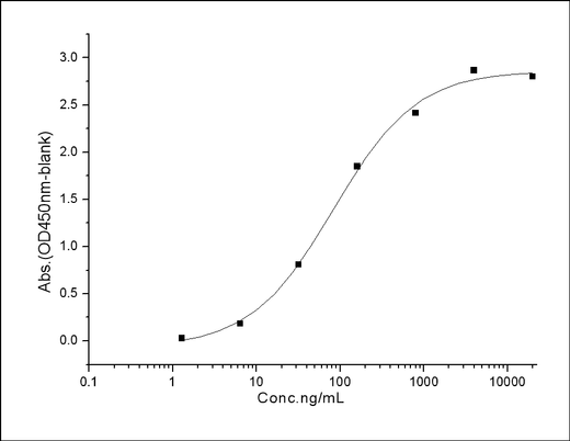 Measured by its binding ability in a functional ELISA. Immobilized mouse OPCmL-His at 10μg/mL (100μL/well) can bind human LSAMP-Fc (Cat: PKSH030896). The EC<sub>50</sub> of human LSAMP-Fc (Cat: PKSH030896) is 0.04-0.1 μg/mL.
