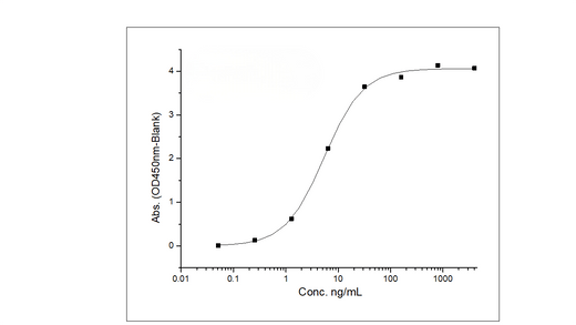 Mouse BCMA Protein 40579,Immobilized Anti-BCMA Antibody, Human IgG1 at 2 μg/mL (100 μL/well) can bind Recombinant Mouse TNFRSF17 / BCMA Protein (His & Fc Tag) (Cat: PKSM040938), the EC<sub>50</sub> is 3-10 ng/mL.